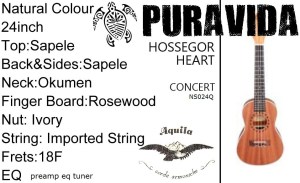 Ukelele amplificado Puravida NS24Q-EQ